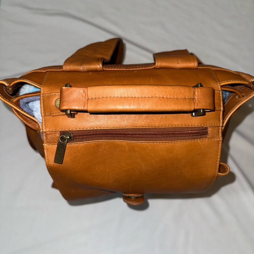 QVC Tan Leather Backpack - Picture 5 of 10